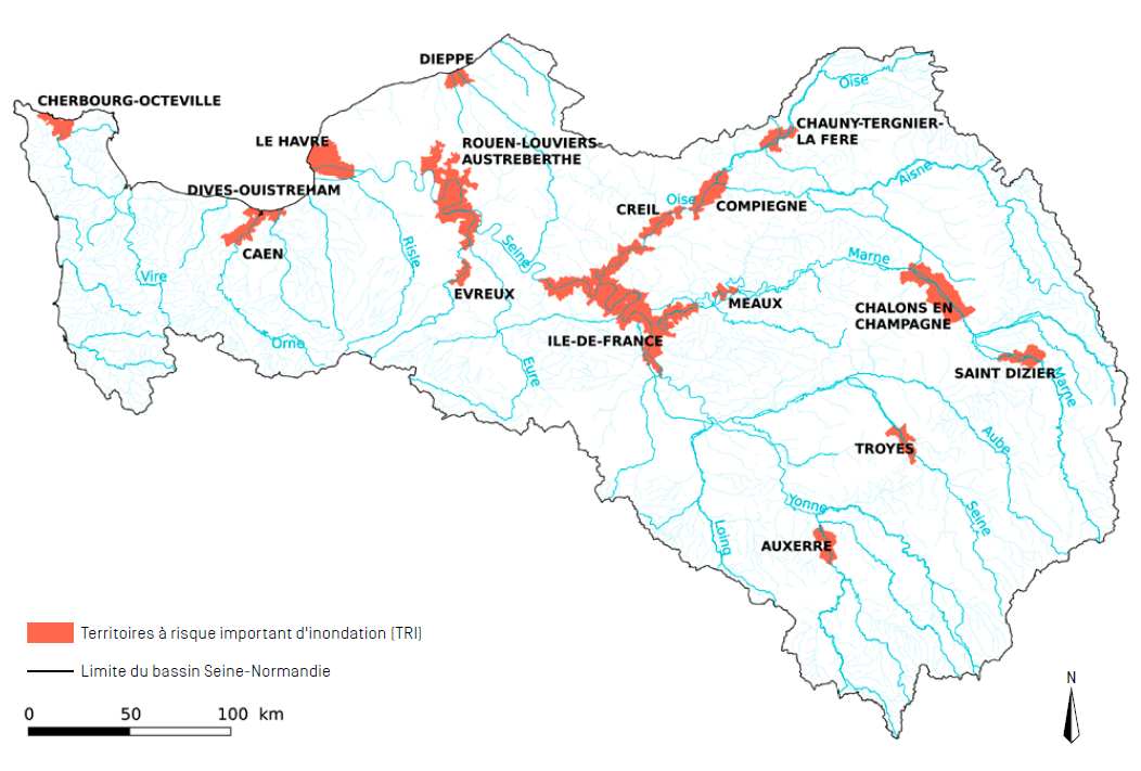 Territoires à risque important d'inondation (Bassin Seine Normandie)