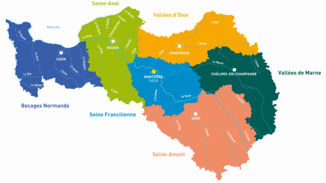 Carte Bassin hydrographique Seine Normandie