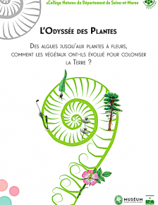 Aperçu du premier panneau de l'expo "L'odyssée des Plantes" : « Des algues jusqu’au plantes à fleurs, comment les végétaux ont-ils evolué pour coloniser la Terre ? »